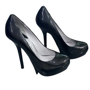 Camilla Skovgaard Stilettos Black Leather Covered Platform Round Toe 38.5  US 8